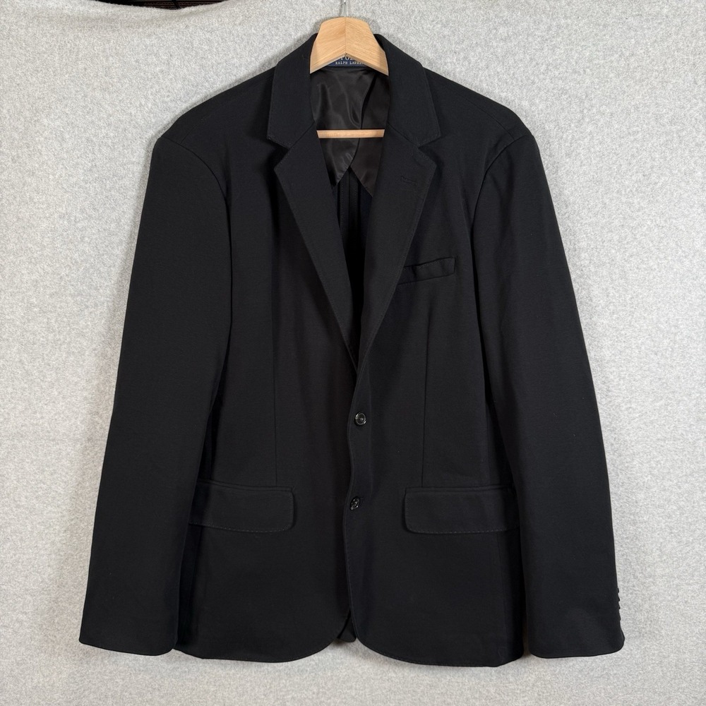 Polo Ralph Lauren Mens Black Pocket Lined Classic Single Breasted Blazer Size M